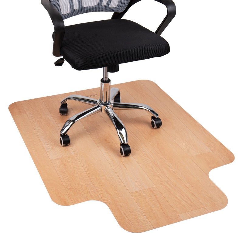 Mind Reader Office Chair Mat for Hardwood Floors, Under Desk Floor Protector, Rolling, PVC, 35.5" L x 47.50" W x 0.0625" H, Woodtone - Image 1